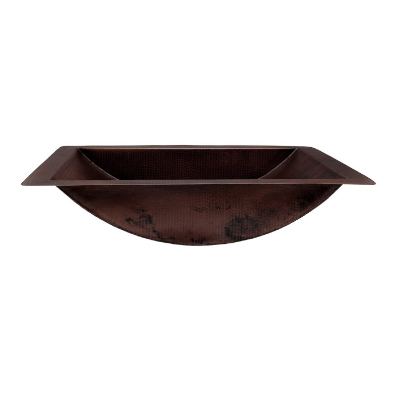 Novatto 16'' Copper Rectangular Drop-in, Dual Mount, Undermount Bathroom Sink, Antique