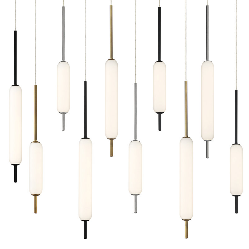 Lustre à DEL 12 lumières, Laiton antique / noir / nickel satiné