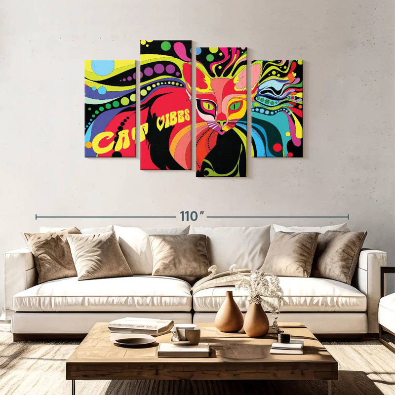 Brampt Psychedelic Cat Vibes, 48" H x 75" W