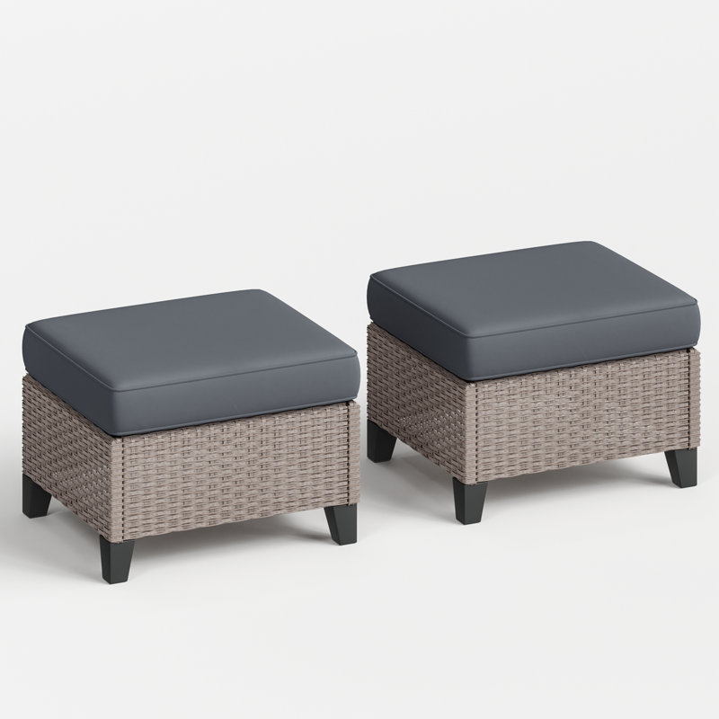 Ensemble de 2 repose-pieds d'extérieur en osier et rotin 24,8 po Alto, Gray