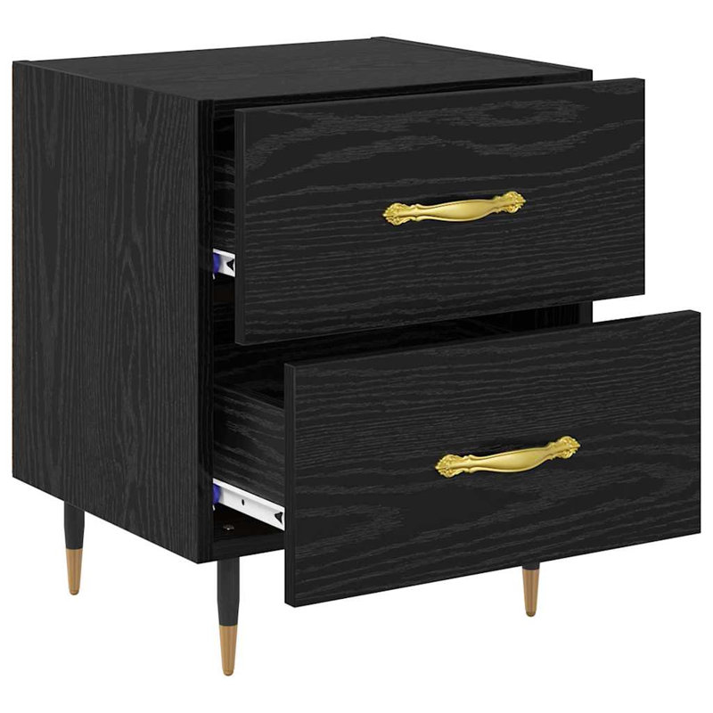 Bedside Cabinet With Drawer 2 Pcs 40 X 35 X 47.5 Cm, Black Oak