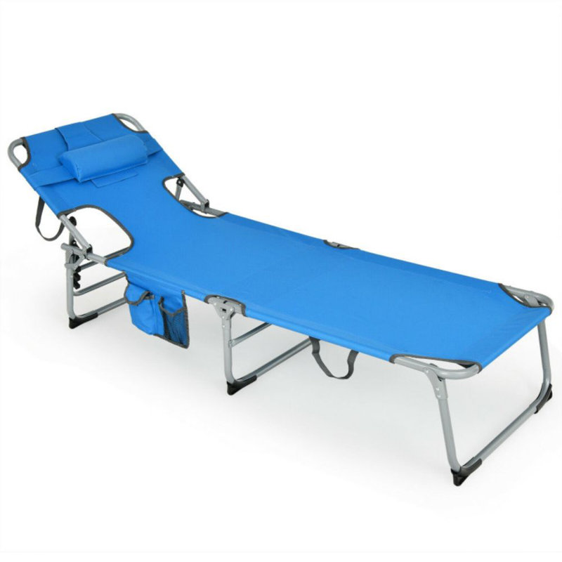 Chaise longue pliante avec coussin pour l'extérieur