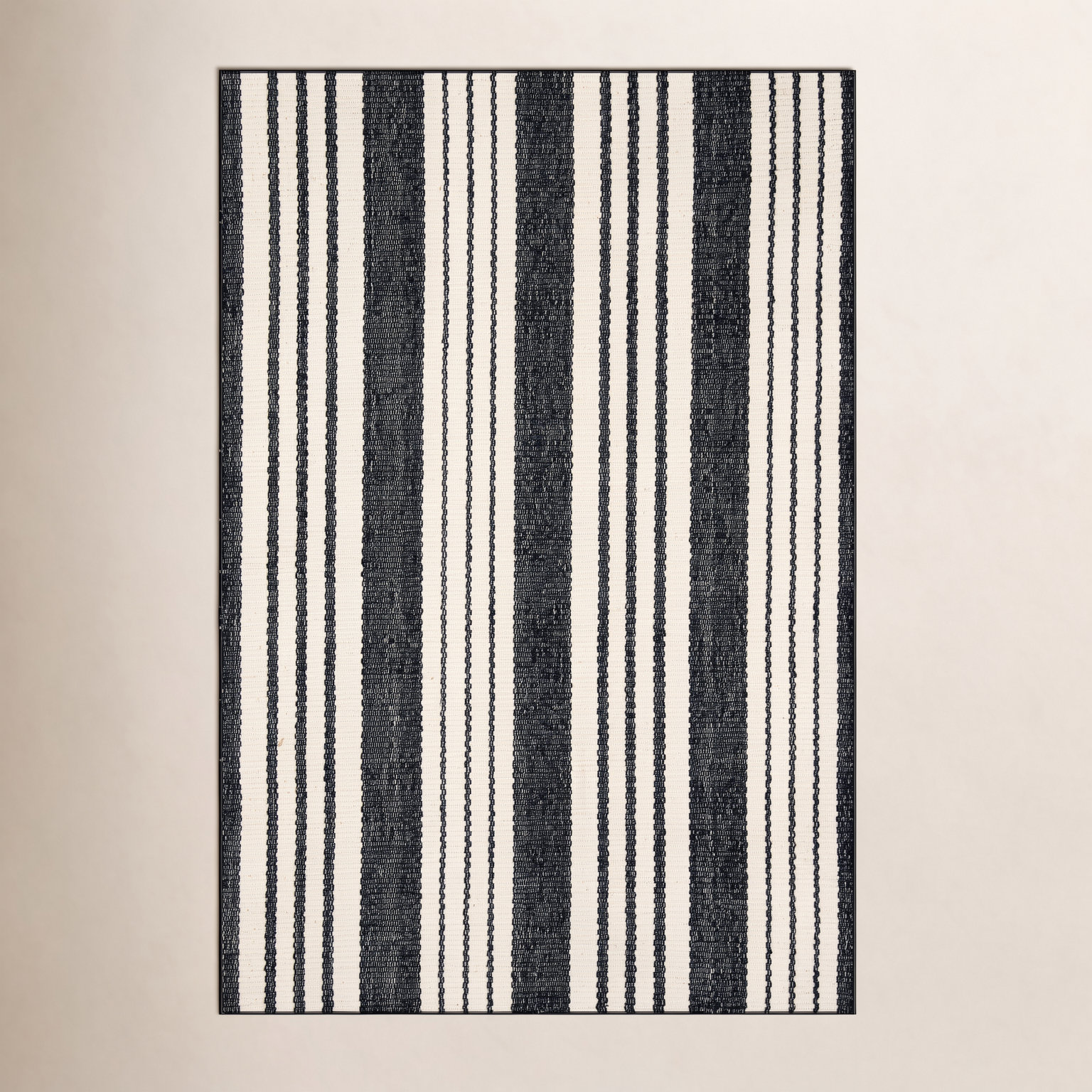 Birmingham Black Hand-Woven Outdoor Rug, Rectangle 6' x 9'