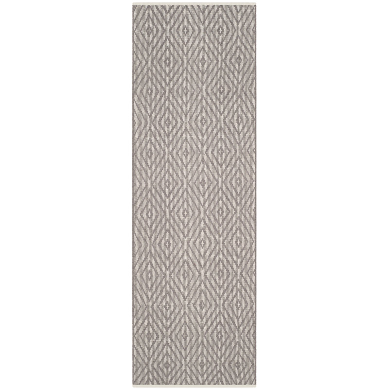 Akihito Hand Woven Cotton Geometric Rug, Runner 2'3" x 7'
