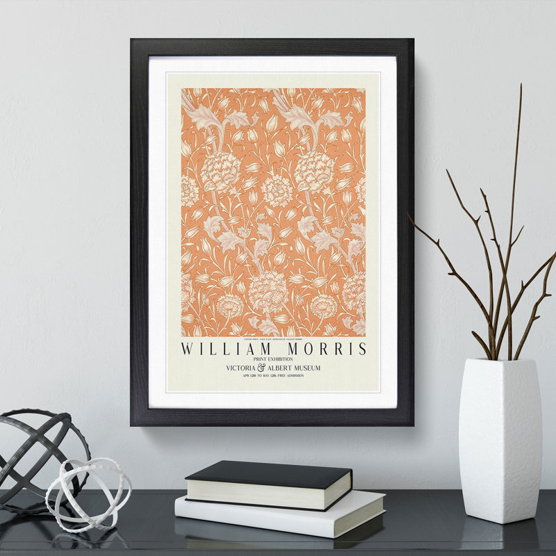 Wild Tulip with Border by William Morris - Picture Frame Painting, Black Framed, 36cm H x 27cm W x 2cm D