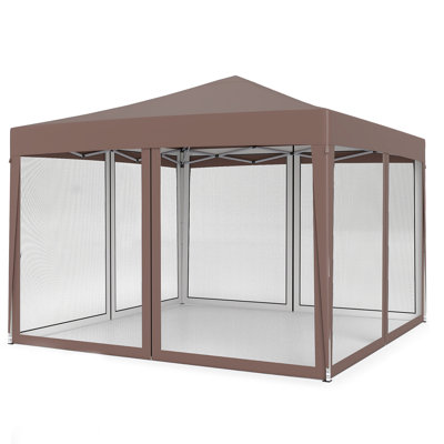 Abri escamotable pliant instantané résistant aux rayons UV de 10 pi x 10 pi avec tente en toile escamotable avec filet en filet respirant pour la terrasse