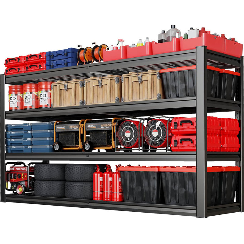 Garage Shelving Heavy Duty , 67"W X 24"D X 68"H Metal Shelves With 4 Tier Adjustable Garage Storage Shelves ,Industrial Shelving