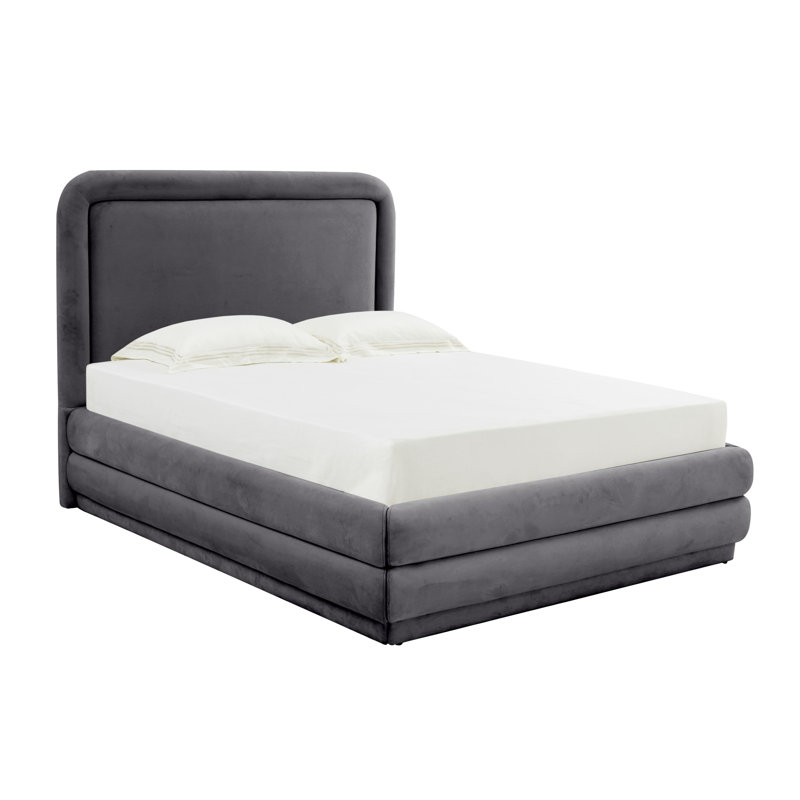 Upholstered Platform Bed, King, Dark Grey