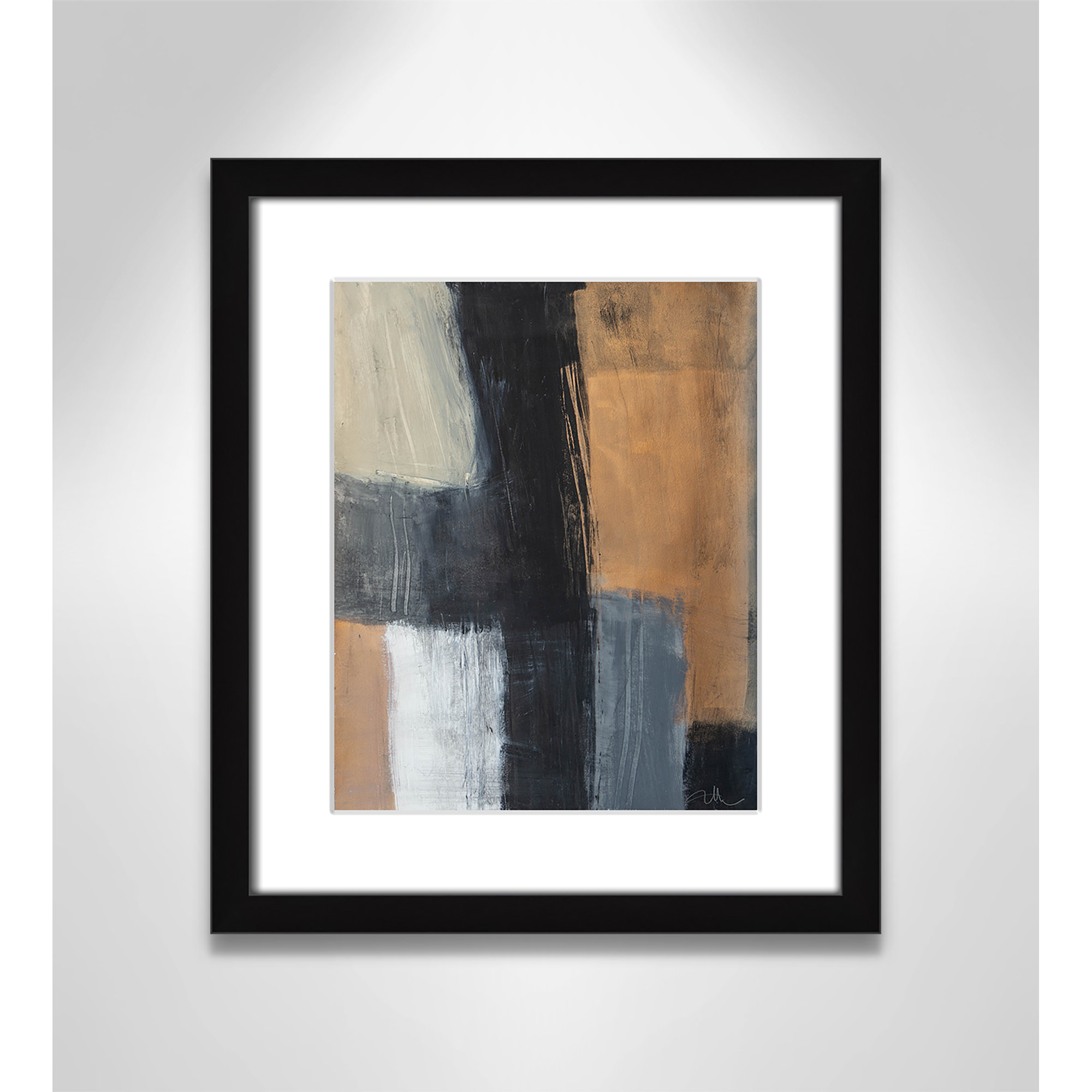 Karl Metallic Slate II by  Print, 15" H x 13" W x 1.25" D, Black Single Picture Frame, Yes
