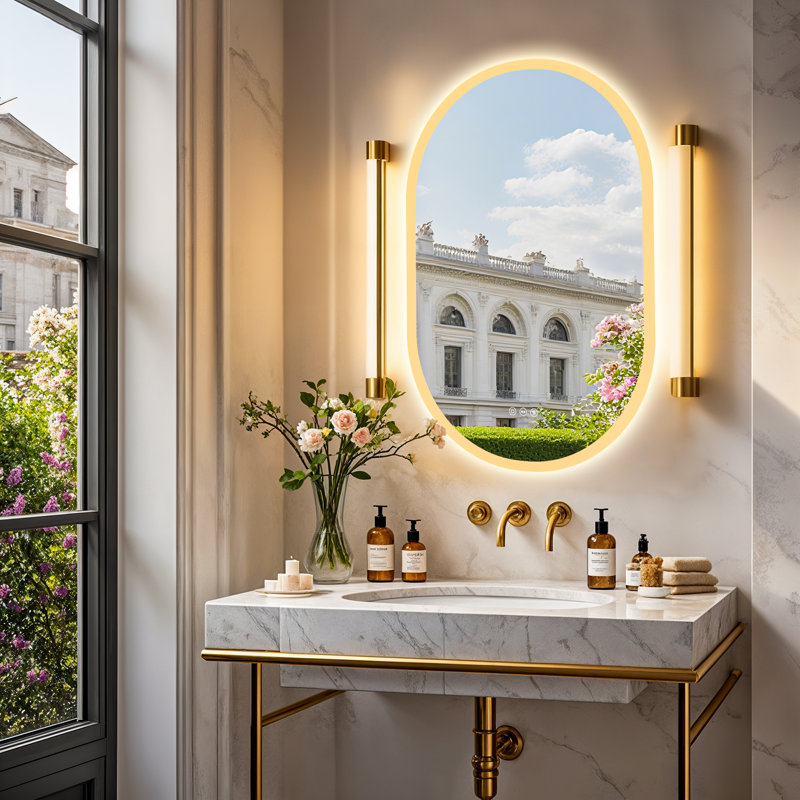 Miroir de salle de bain sans cadre Jaharie, 35,5 po x 24 po