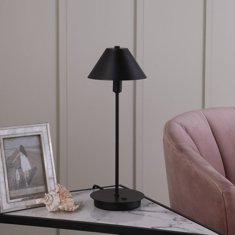 Lampe de chevet en métal 18 po avec abat-jour conique, Noir