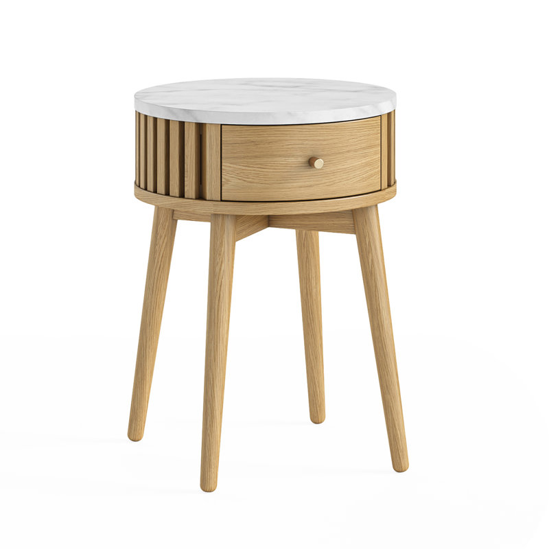Nohan Round With 1 Drawer Side Table with Storage