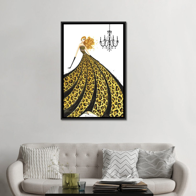 « couture leopard » par bella pilar, reproduction d’art sur toile, H 48 po x l 32 po x P 1,5 po, Toile avec cadre noir