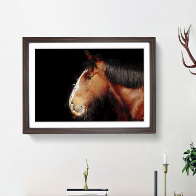 Brown Shire Horse in Abstract - Picture Frame Graphic Art Print