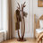 Artistic Solid Wood Coat Rack with 6 Bird-Shaped Hooks, Freestanding Design