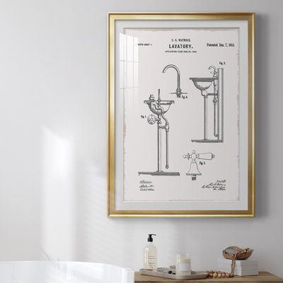 Lavabo rétro II, reproduction encadrée de qualité supérieure - prêt à être accroché