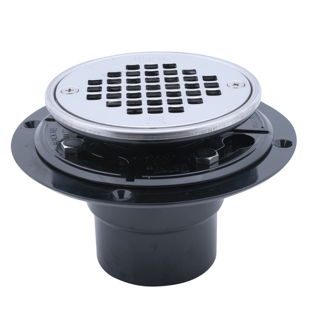 Polished Stainless Steel Plastic ABS Screw-In Stopper Shower Round Drain with Ring and Plug Oatey