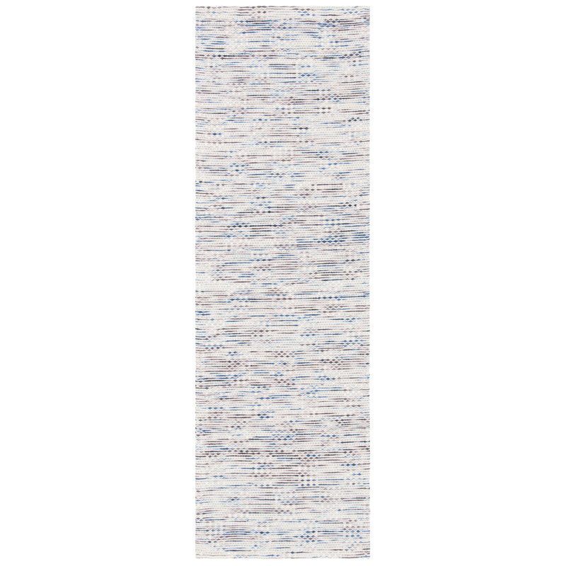 Tapis beige / bleu en laine / coton tissé à la main Laureldale, Tapis de couloir 2 pi 3 po x 8 pi