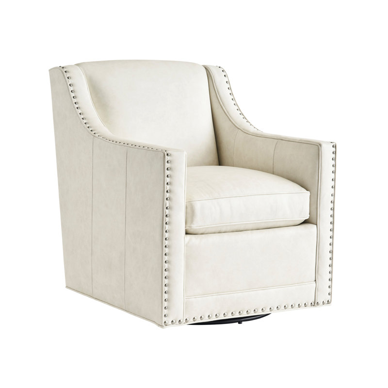 Fauteuil club pivotant en cuir Barrier, Similicuir blanc