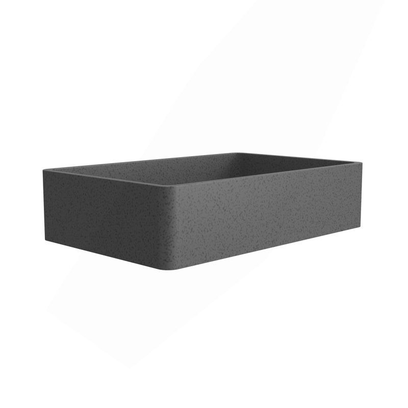 19.68"Concrete Vessel Rectangular Modern Dark Gray with Patterns Bathroom Sink