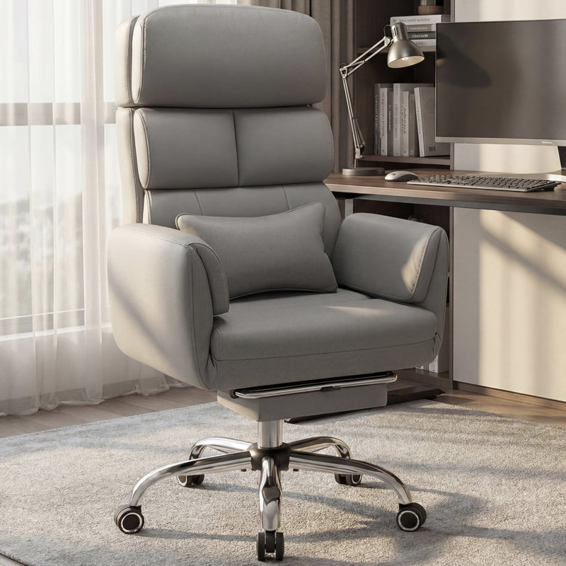 Fauteuil de direction Edinson avec accoudoirs pivotants, siège élargi, Gris clair