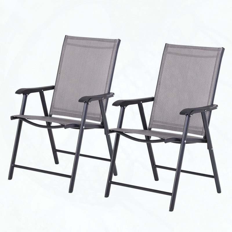 Ensemble de 2 chaises de patio pliantes empilables avec accoudoirs, sans assemblage