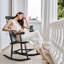 Chaise berçante de patio en bois massif avec structure en bois-2120593550