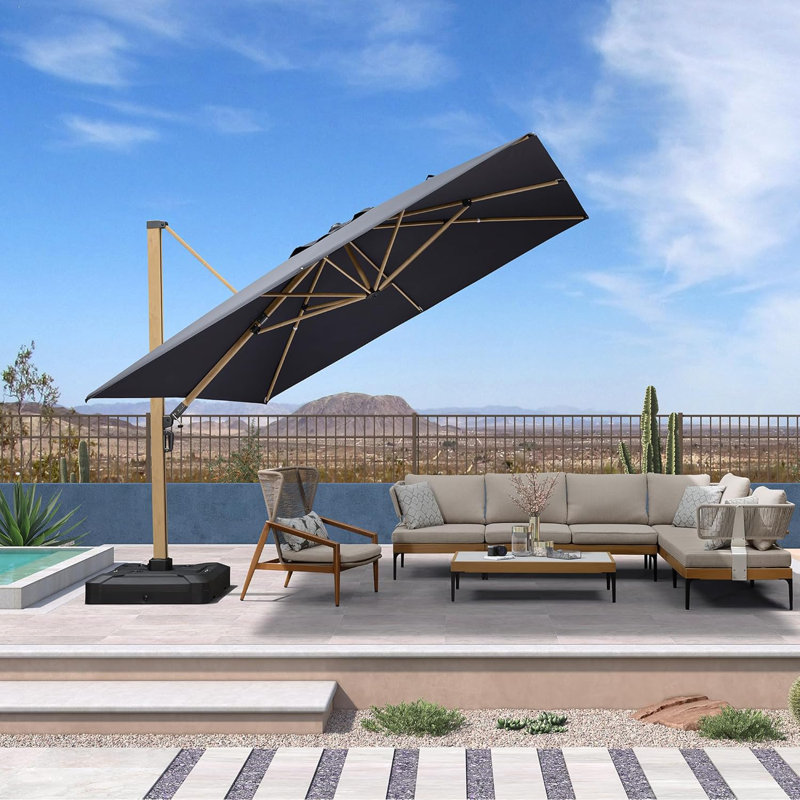 Parasol de patio en porte-à-faux 12 x 12 pi MEB Corrigan Studio® Palace, Gris