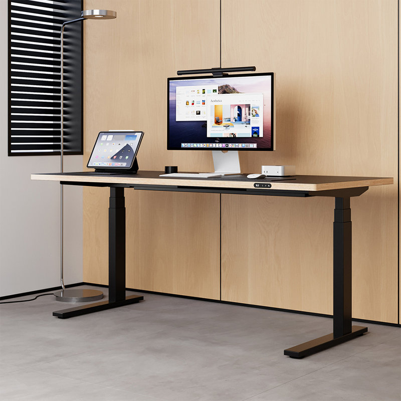Bureau debout noir en bois manufacturé, H 49,21 po x l 47,24 po x P 27,56 po