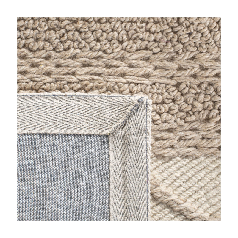 Tulane Natura Hand Woven Wool/Cotton Geometric Rug in Beige, Rectangle 2' x 3'