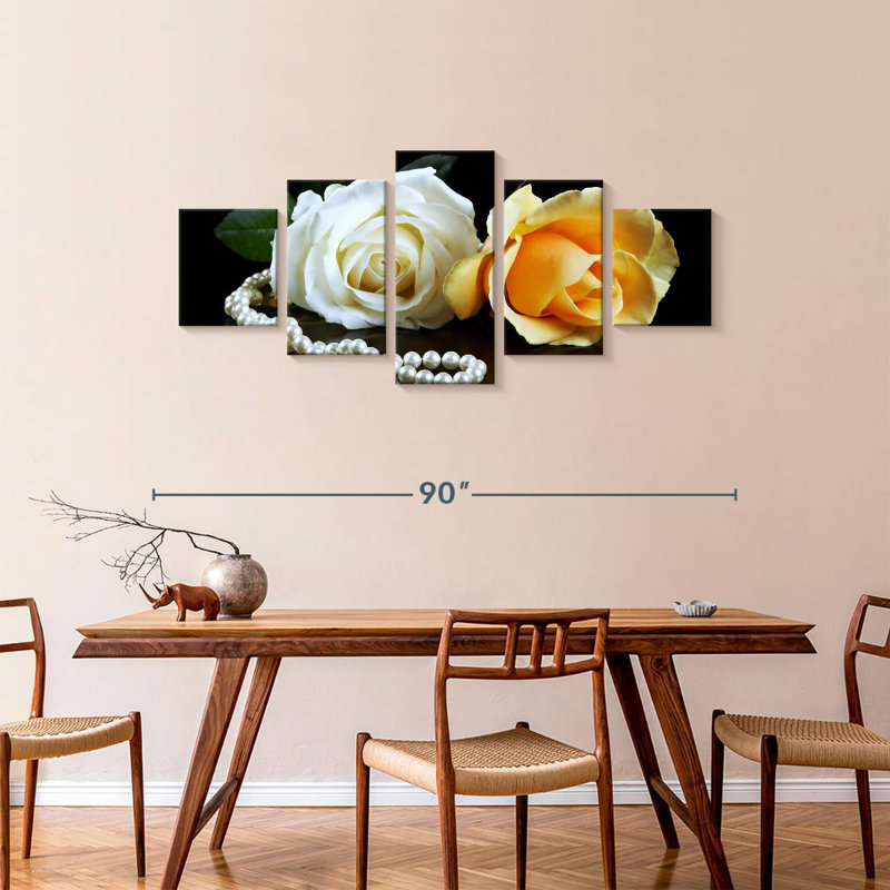 Perles et roses, H 36 po x l 80 po