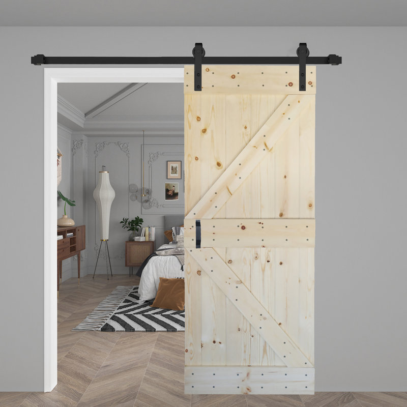 Panneau de bois massif peint avec trousse de quincaillerie d'installation, 36 po x 84 po x 1,5 po, Non fini