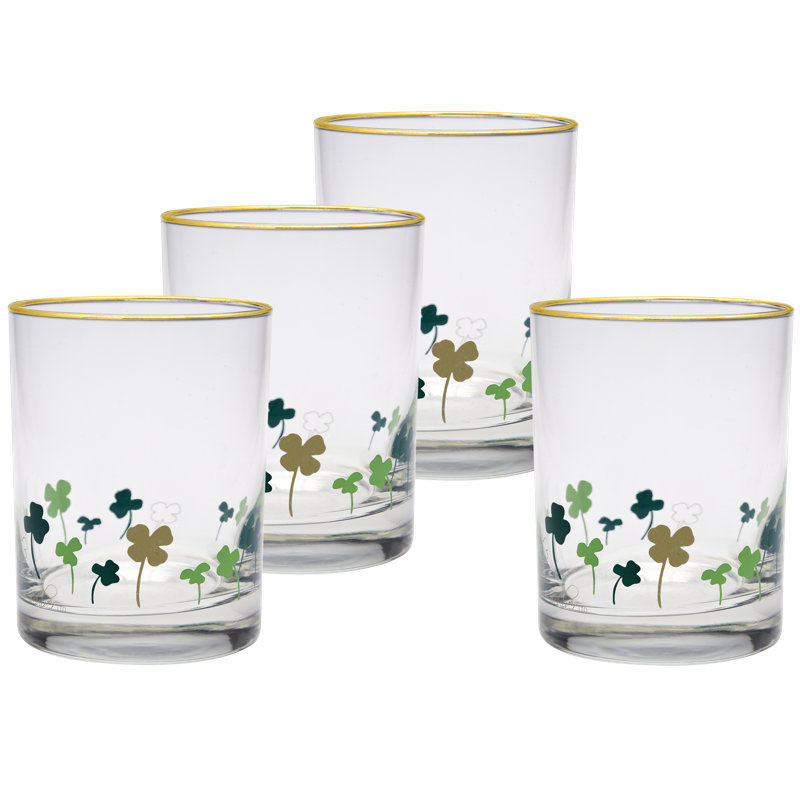 Ensemble de 4 verres à whisky DOF à double rebord doré 14 onces (ensemble de 4) Culver