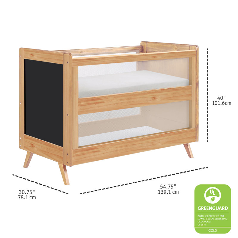 Beech and Chalkboard Mesh Convertible Crib with Eco-Friendly Pine