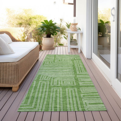 Tapis lavable intérieur / extérieur vert Clayra 