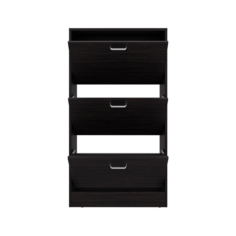 Range-chaussures, 3 portes, 3 tablettes, Noir