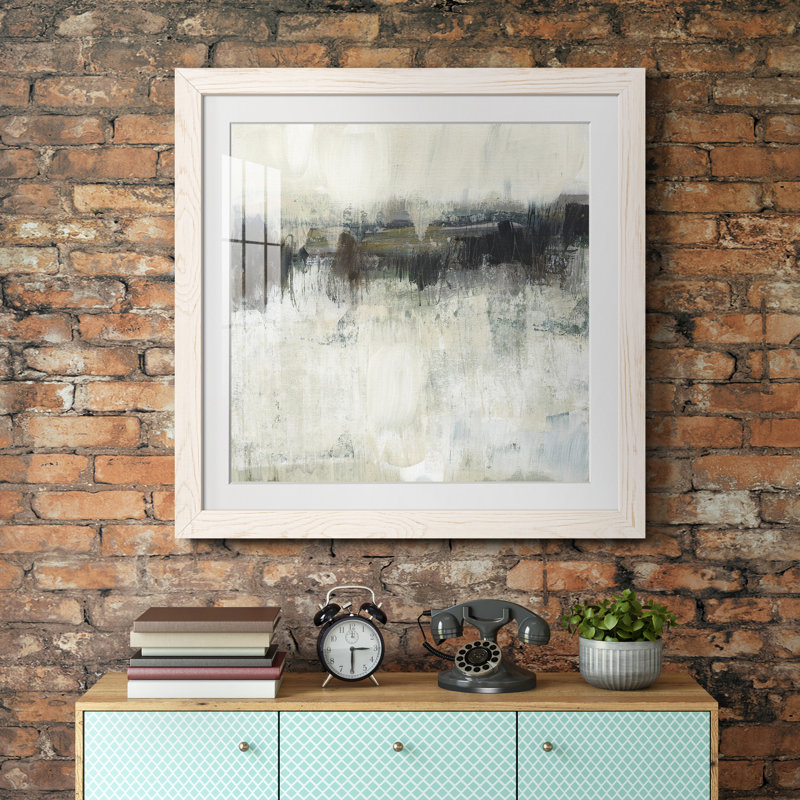" Neutral Horizon Line I ", 20" H x 20" W x 1" D, White, White