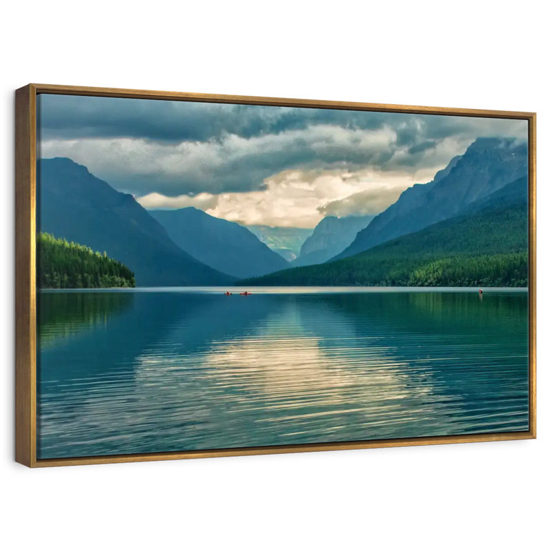 Scène du lac Glacier, Cadre flottant doré, 13 po x 9 po