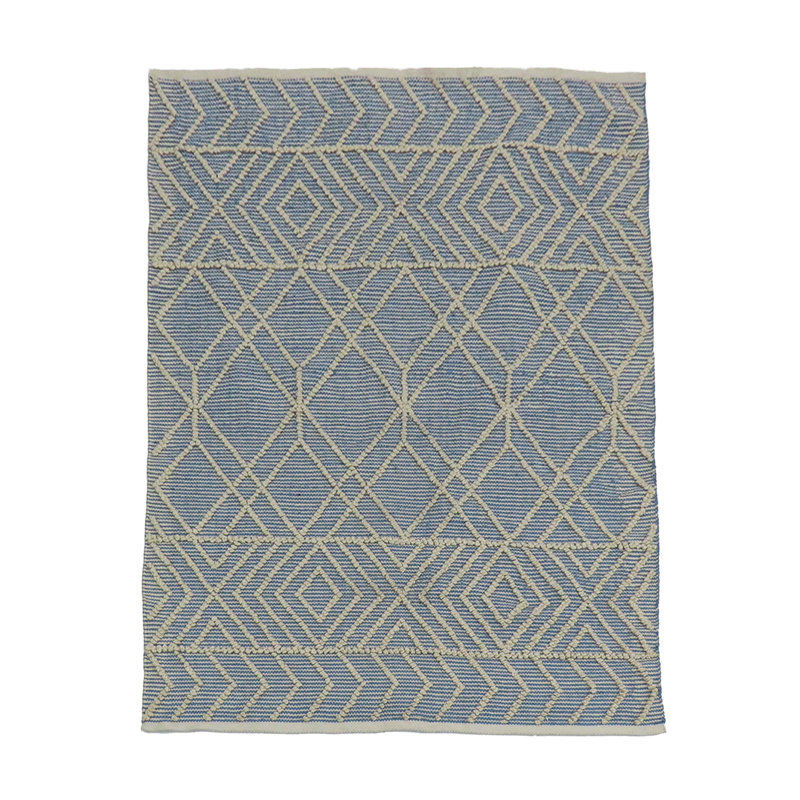 Tapis d'extérieur tissé à la main, bleu nuage, Rectangle 4 pi x 6 pi