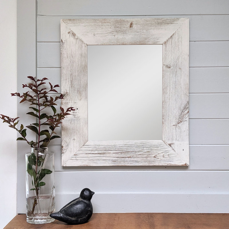 Miroir Cy Venetian, H 20 po x l 17 po, Blanc délavé