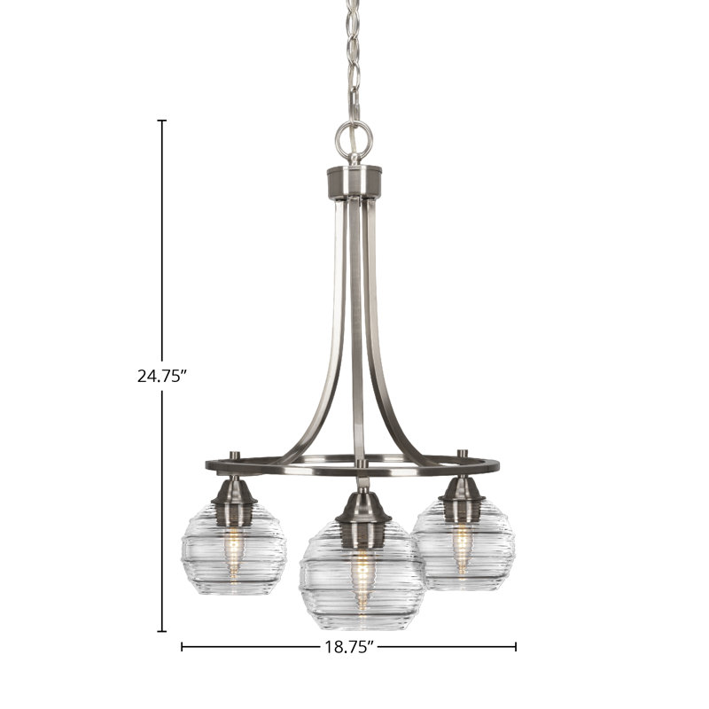 Lustre 3 lumières Ottavia Paramount, Nickel brossé, Clair