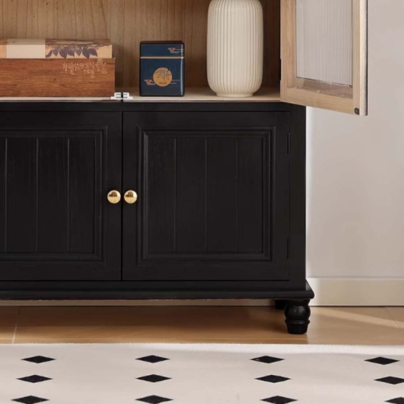 Black Solid Wood Storage Bookcase