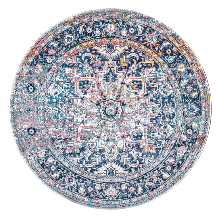 Misi Vintage Medallion Power Loom Blue Rug