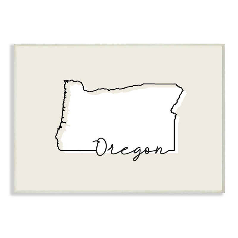 « oregon home state map neutral design », impression sur toile, Plaque murale, H 10 po x l 15 po