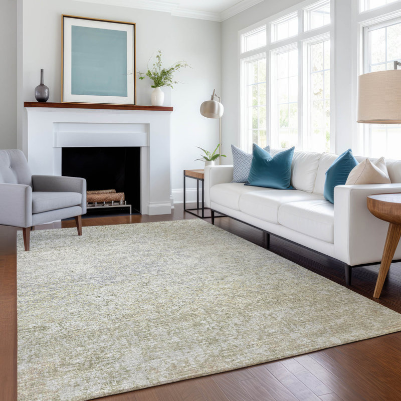 Premium Machine Washable Euriah Beige Rug, Rectangle 9' x 12'