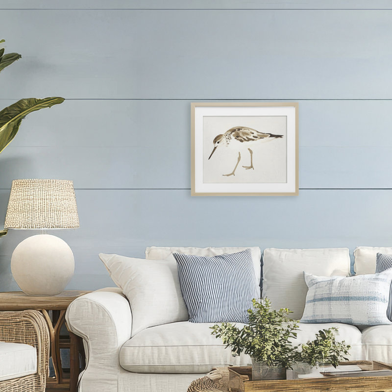 Sandpiper Shore Bird, H 13 po x l 16 po, Cadre de récolte en pin