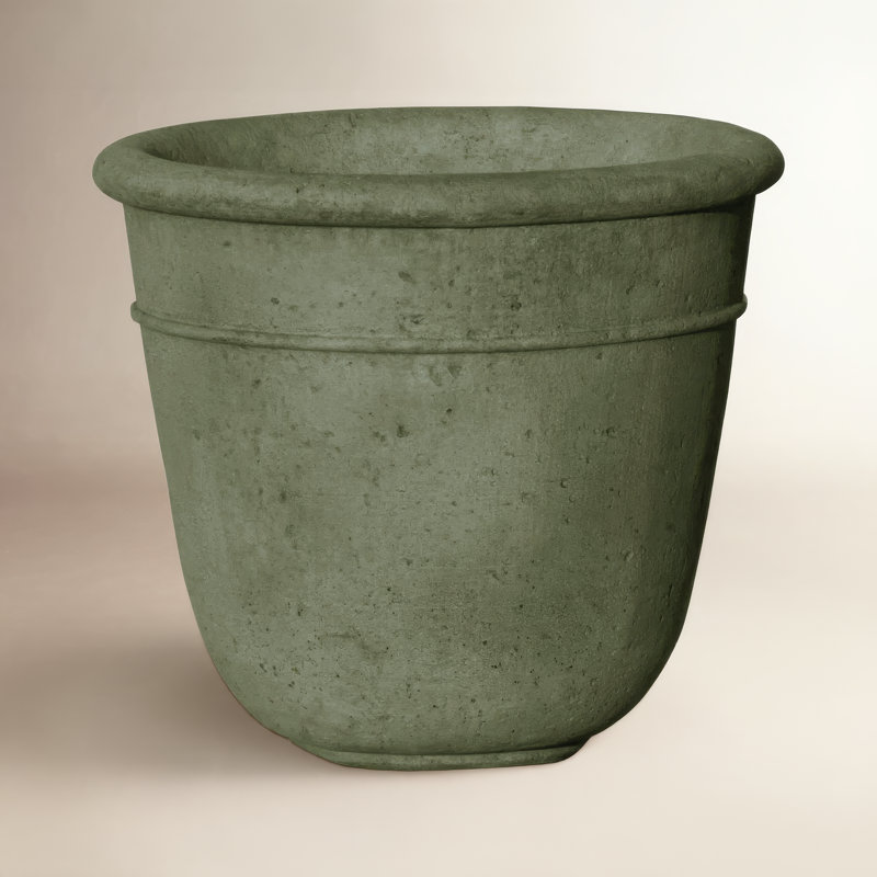 Pot à fleurs en pierre Carema, Bronze cuivré, H 13,75 po x l 16 po x P 16 po