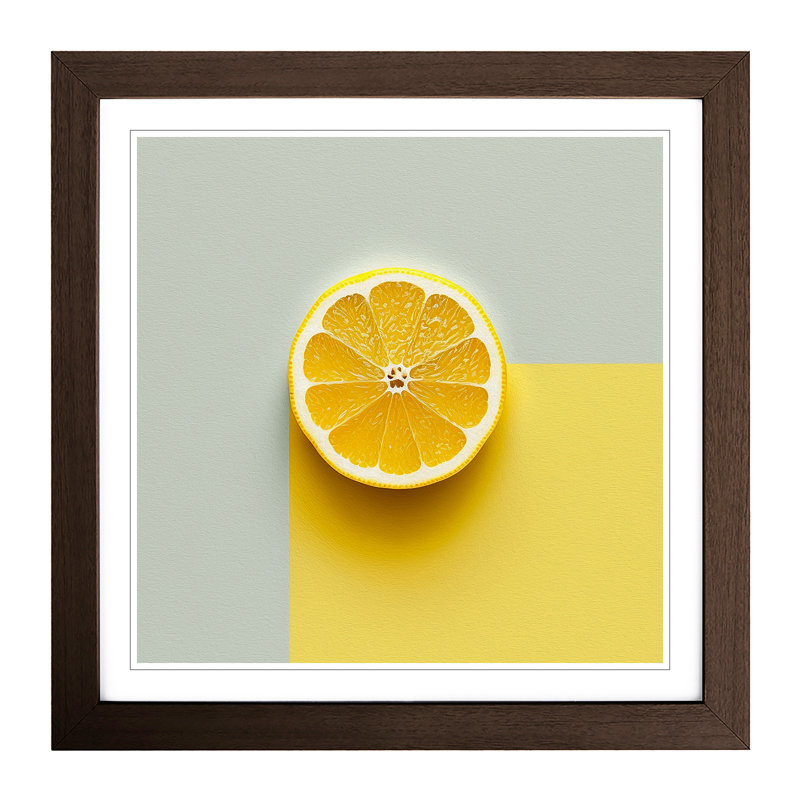 Lemon Fruit Minimalism - Framed Print, Walnut Framed