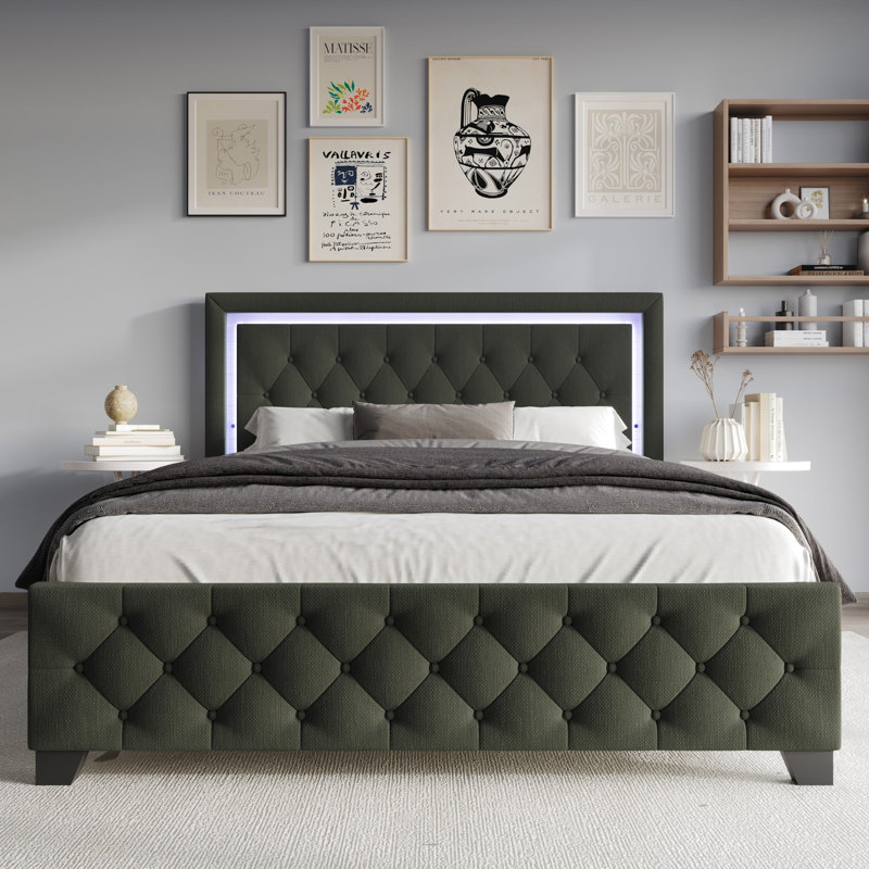 Brookneal Upholstered Standard Bed, Dark Gray, Queen