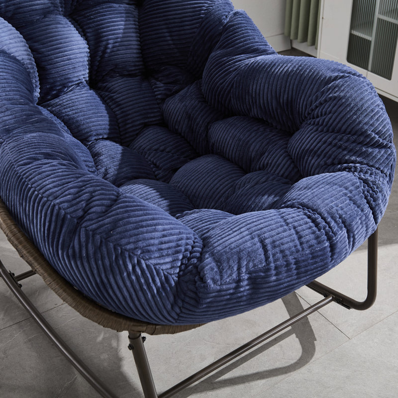 Chaise berçante d'extérieur en rotin, Bleu marine